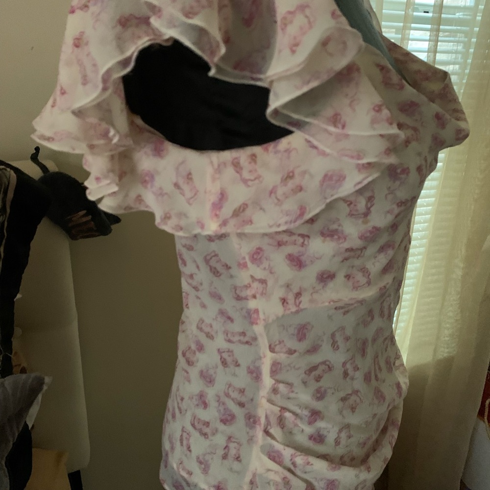 A beautiful vintage cream and pink blouse